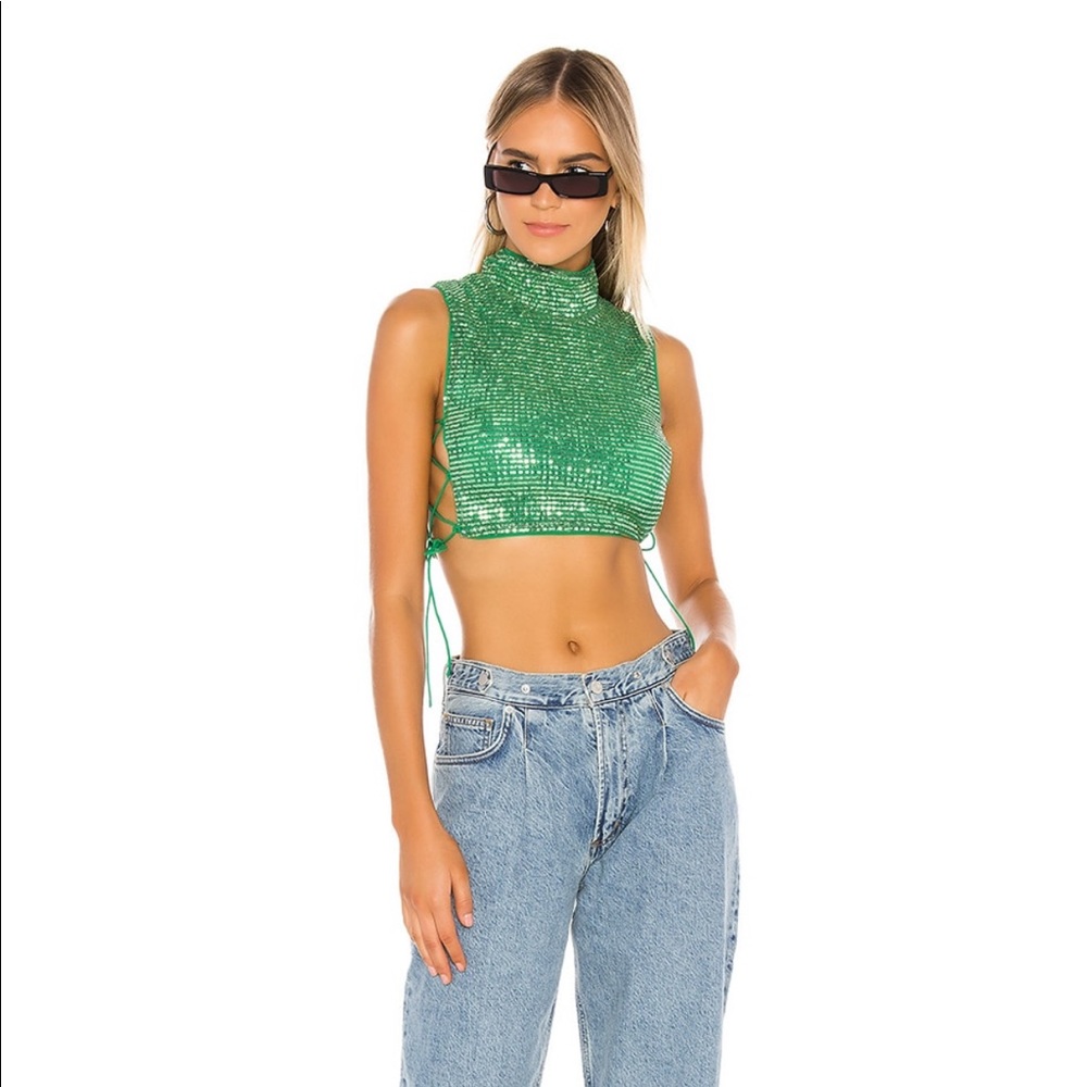 NWT h:ours 21 Crop Top in Green